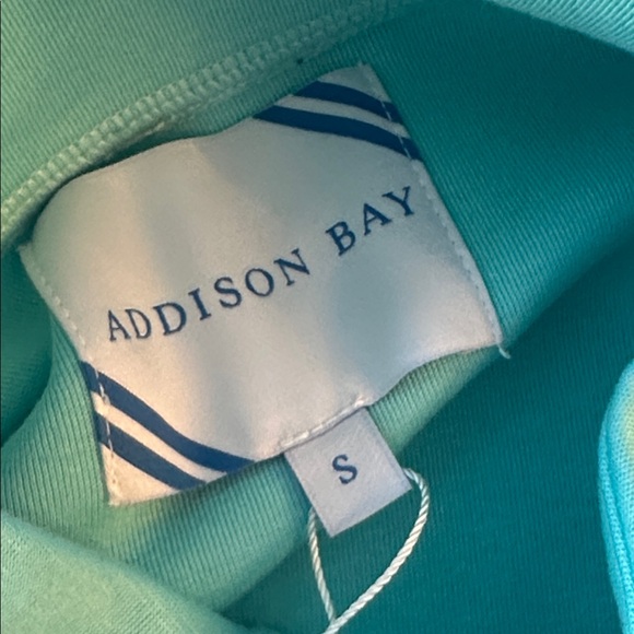 Addison Bay JV Quarter Zip Sweatshirt Green Stripe Preppy Small NWT - Picture 6 of 7